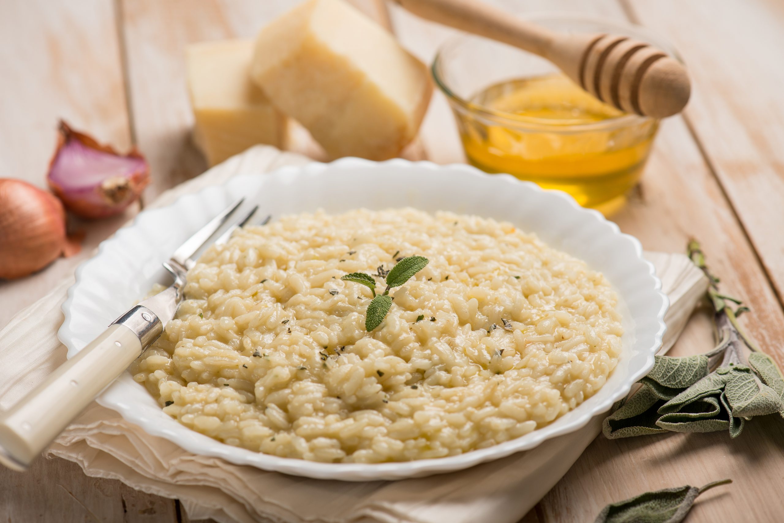Risotto,With,Sage,Honey,And,Parmesan,Cheese