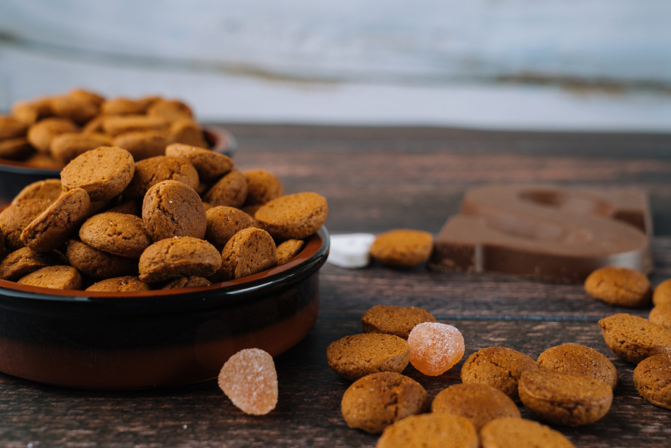 Dutch,Holiday,Sinterklaas.,Background,With,Traditional,Food,-,Pepernoten,,Chocolate