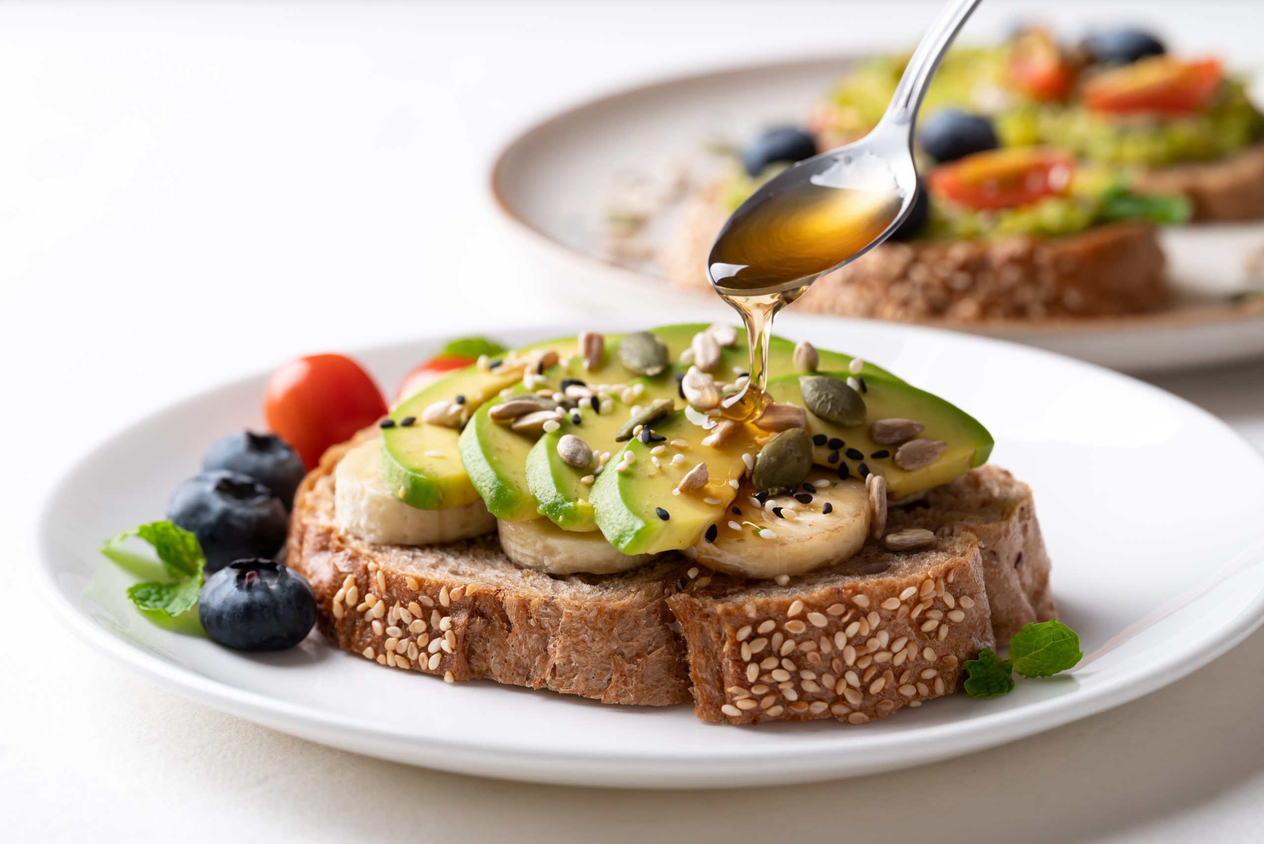 Avocado,Toast,With,Banana,,Sunflower,Seeds,,Pumpkin,Seeds,,Sesame,Seeds,